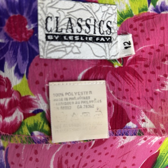 Vintage Leslie Fay‎ Womens Midi Wrap Dress Red Floral Short Sleeve Size 12 - Picture 7 of 7